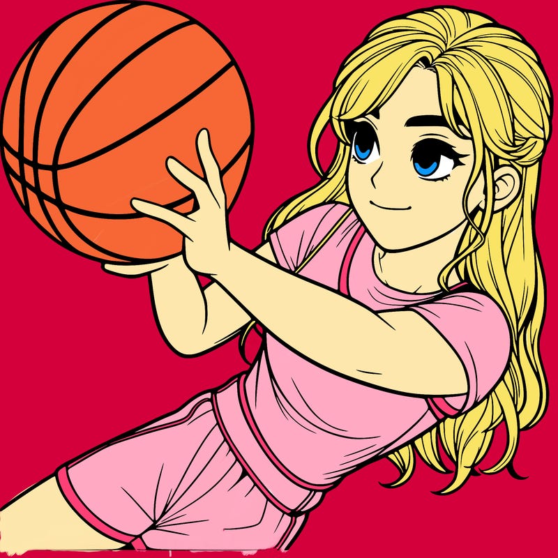 realistic girl playing basketball