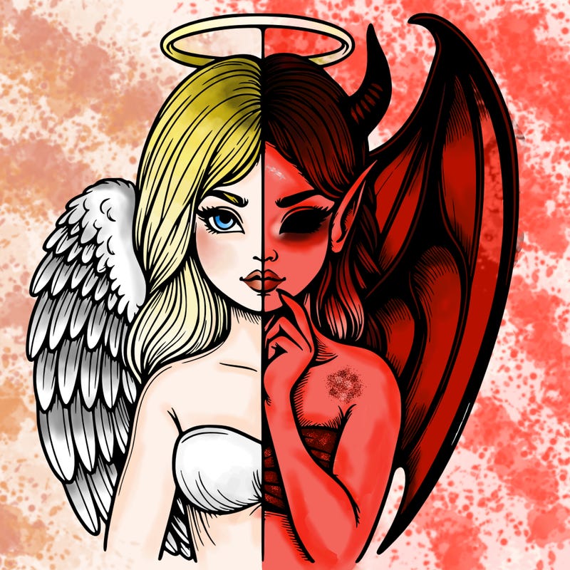 realistic angel half demon