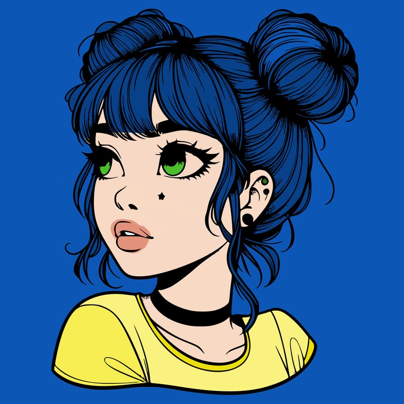 realistic girl with spacebuns