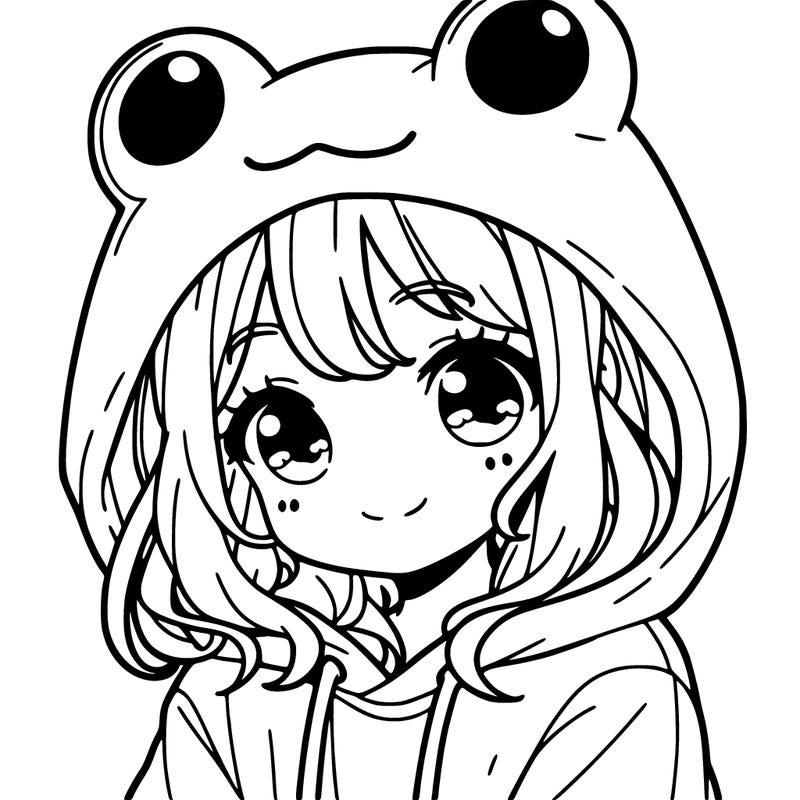 a girl with frog hoodie