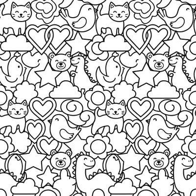 Unleash creativity with this delightful tessellation coloring page, specially designed for kids! Featuring a charming array of interlocking animals and shapes, it promises hours of coloring fun.