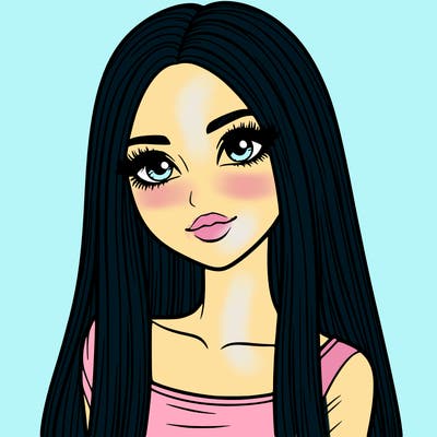 realistic girl with straight and long hair