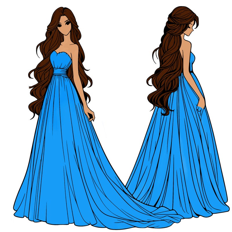 realistic woman with long flowing dress