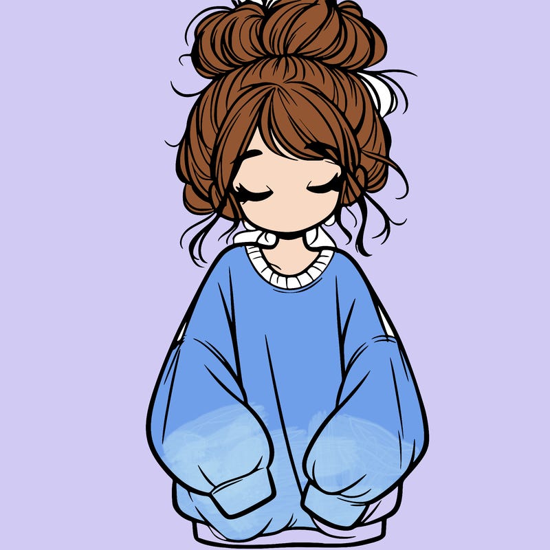 girl with baggy sweatshirt and messy bun