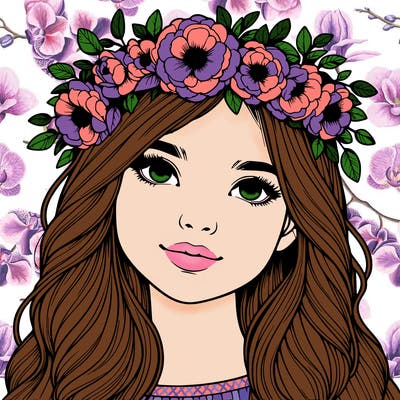 realistic girl with flower crown