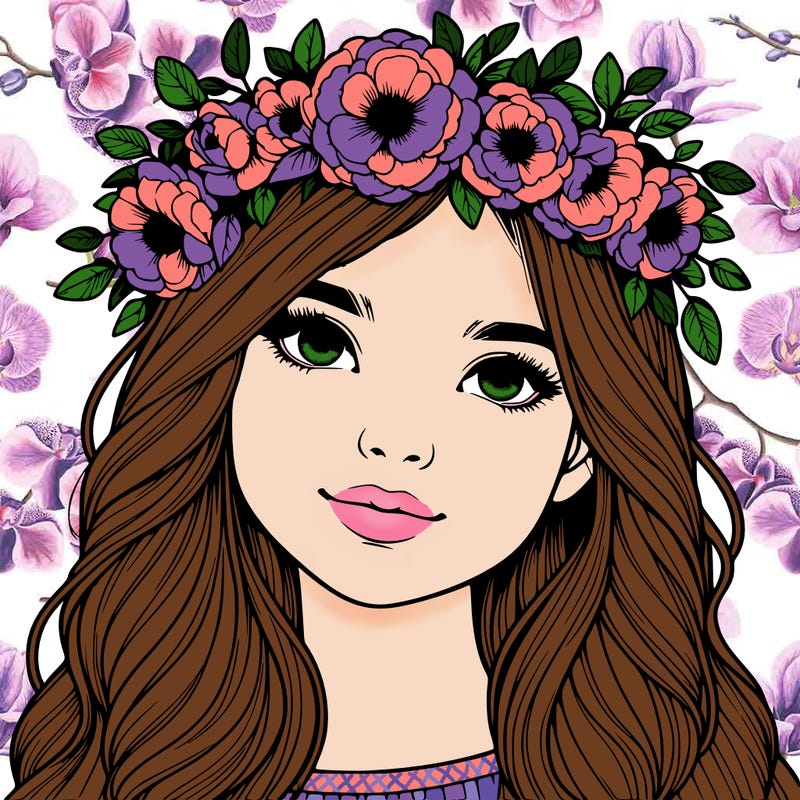realistic girl with flower crown