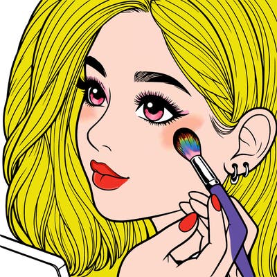 a realistic girl doing her makeup