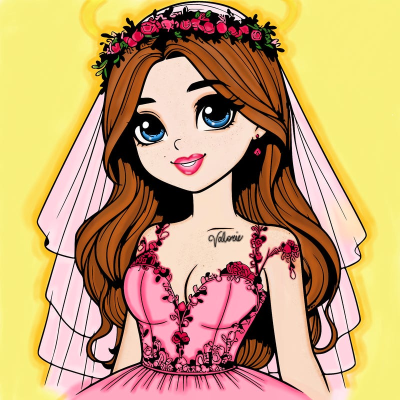 realistic girl in a wedding dress