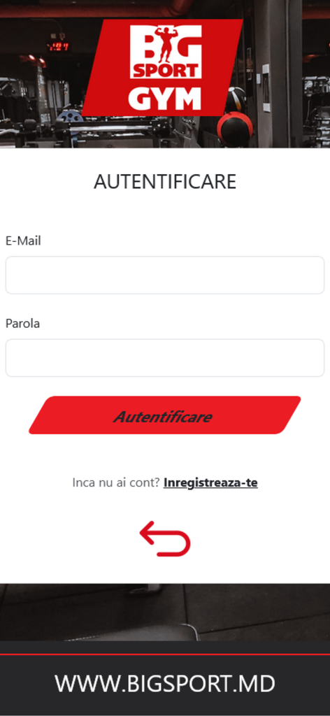 BigSportGym - BigSportGym login screen for gym member authentication