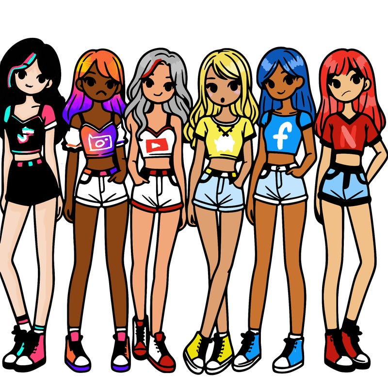 a group of girls wearing crop tops and shorts