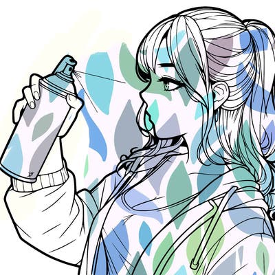 a realistic girl spray, painting