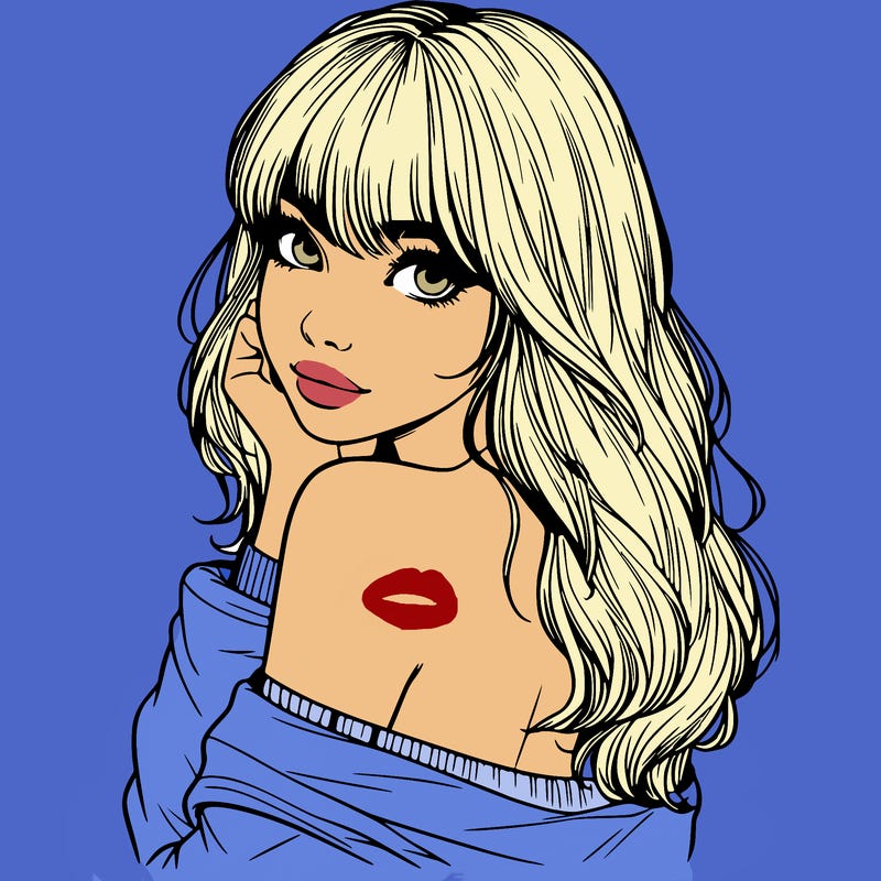 realistic girl with bangs looking over her shoulder