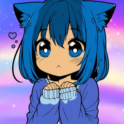 shy anime catgirl
