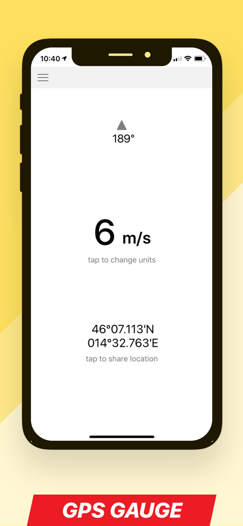 SeaHelp - SeaHelp app screen displaying GPS direction speed and coordinates