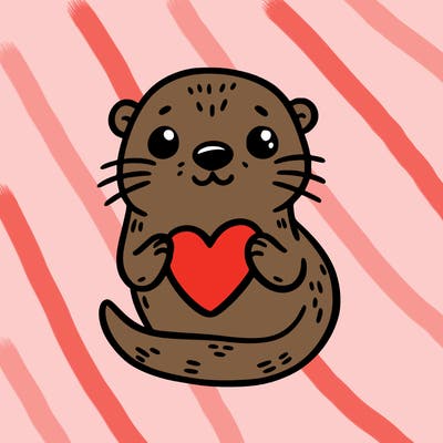 otter with a heart