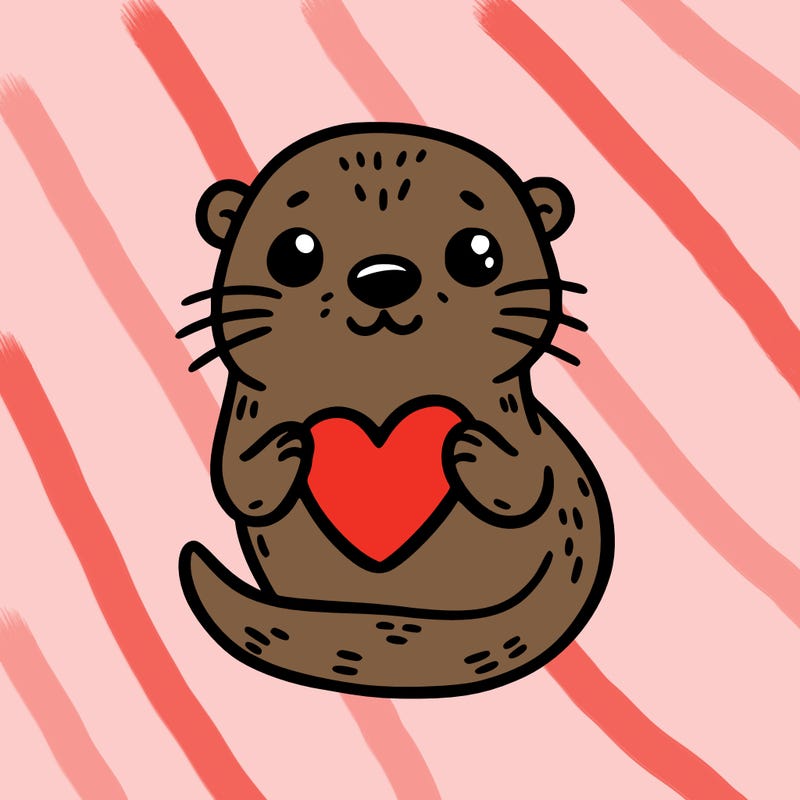 otter with a heart