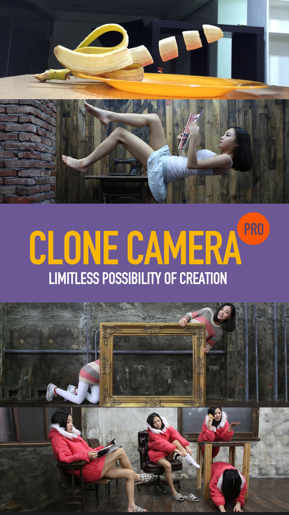 Clone Camera Pro - Collage of surrealist photos showing cloning and levitation effects created with Clone Camera Pro