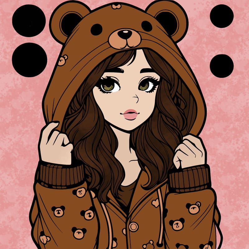realistic girl in a animal pjs hoodie