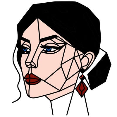 geometric art illustration of a woman's face