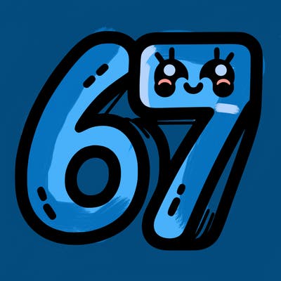 the numbers 67