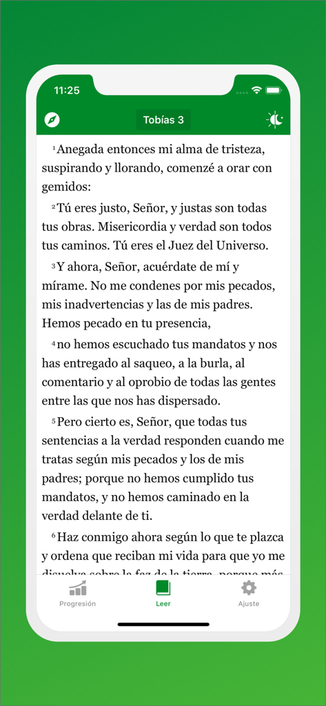 La Biblia de Jerusalen - Interface de leitura do aplicativo Bíblia de Jerusalém mostrando escritura do livro de Tobias em espanhol