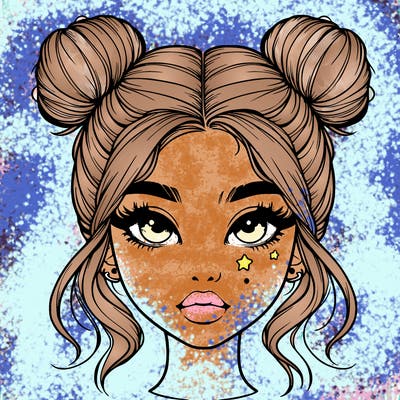 realistic girl with space buns