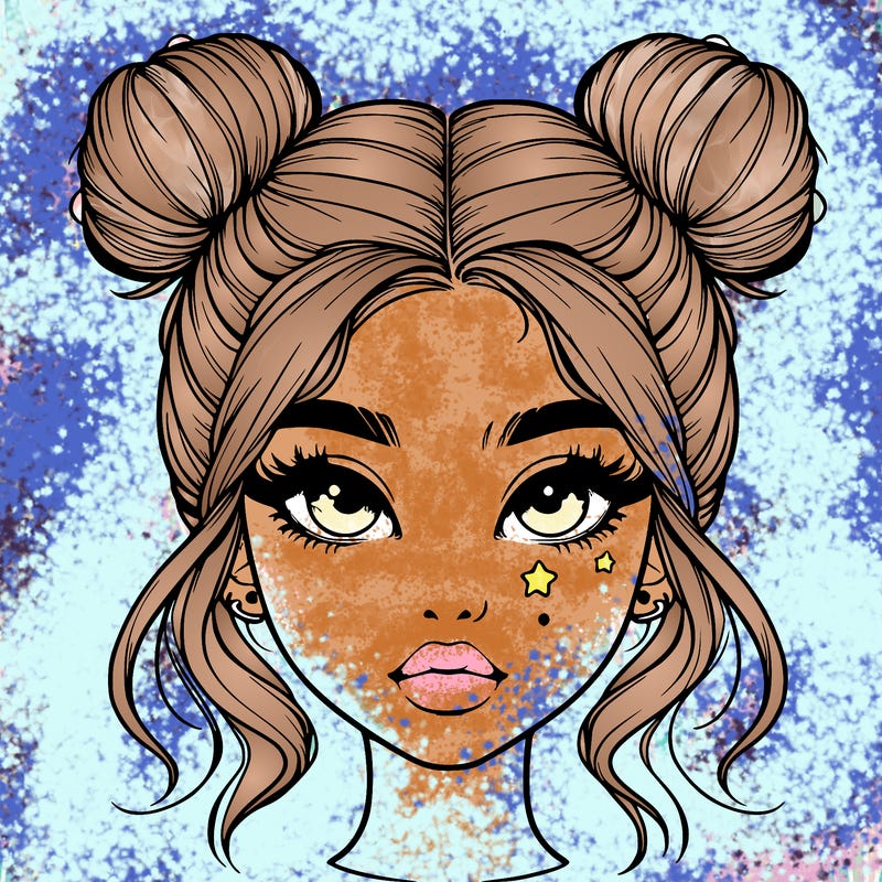 realistic girl with space buns