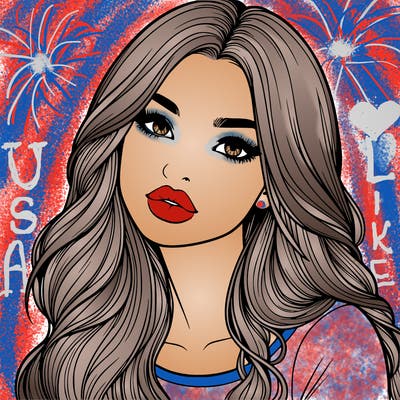 realistic girl with hair on her hair and lips