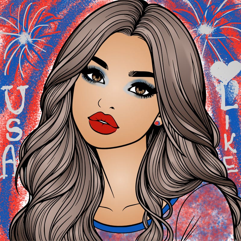 realistic girl with hair on her hair and lips