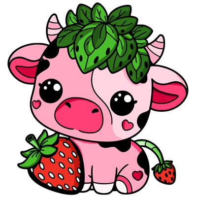 cute strawberry cow