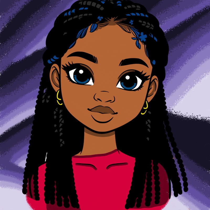 a realistic black girl with braids