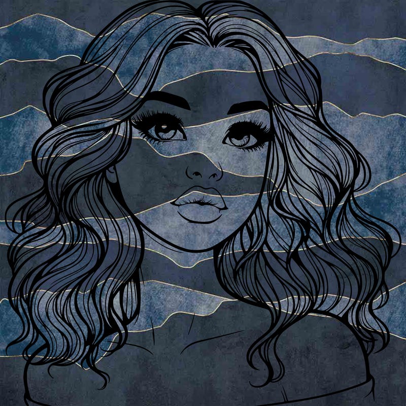 realistic girl with wavy hair and lips