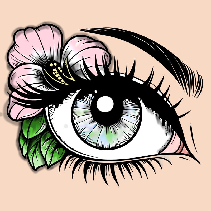 realistic eye with flower