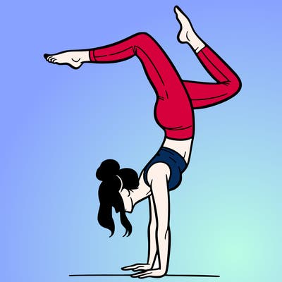 a woman doing a handstand