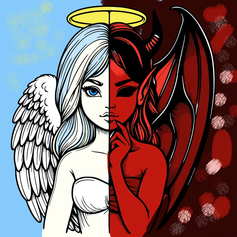 realistic angel half demon