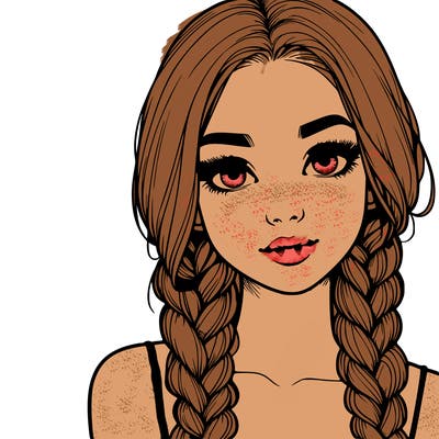 realistic girl with braids