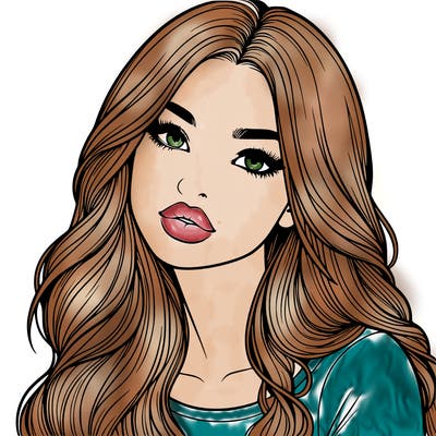 realistic girl with hair on her hair and lips