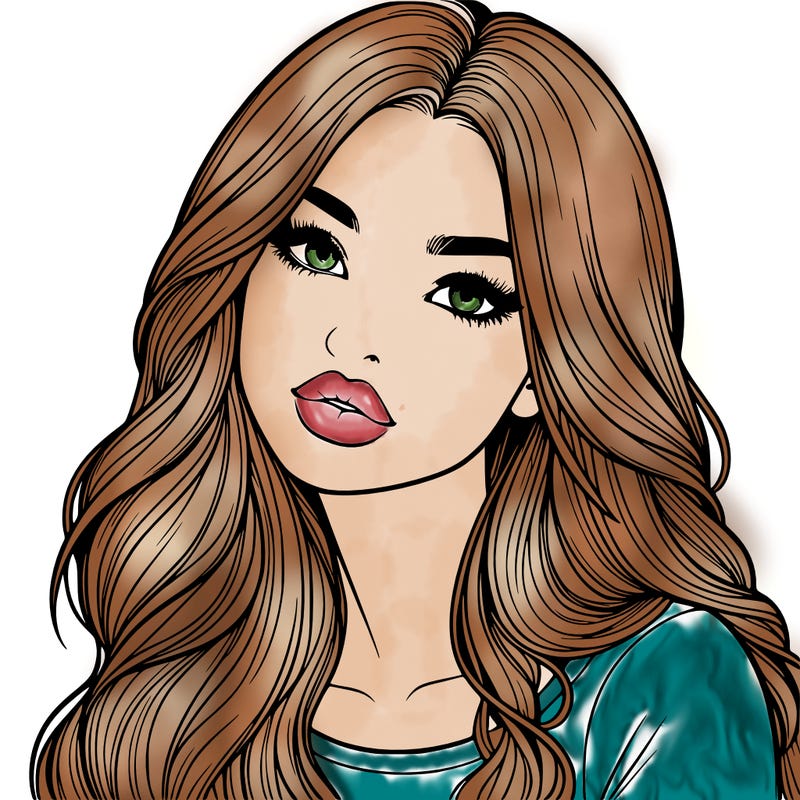realistic girl with hair on her hair and lips
