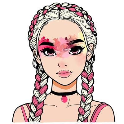 realistic girl with braids