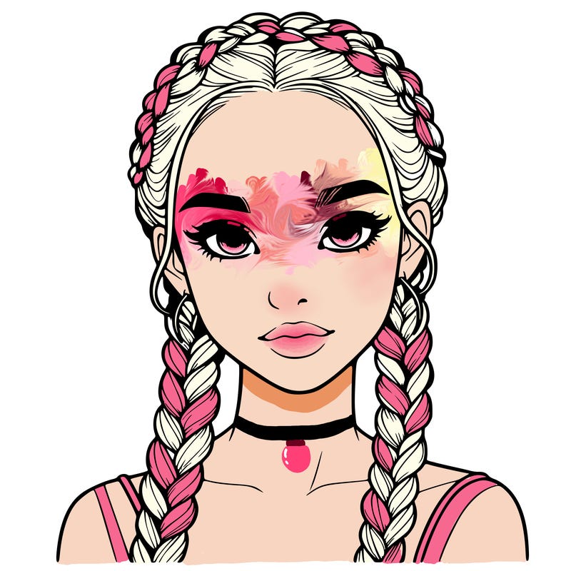 realistic girl with braids