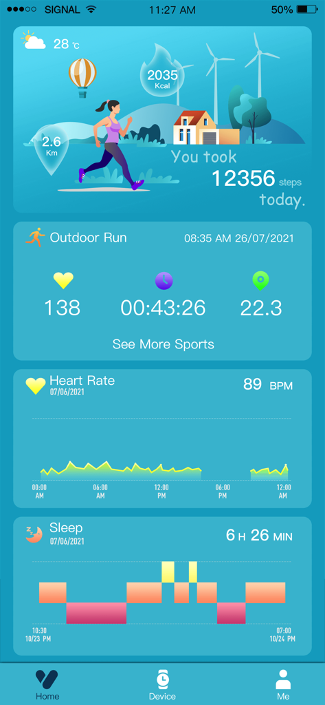 Noisefit ACE dashboard displaying steps heart rate and sleep statistics