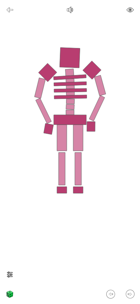 インタラクティブな感覚遊びのための、ピンクとマルーンの幾何学的な人型フィギュア