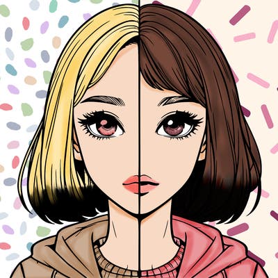 split realistic girl