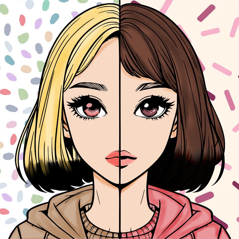 split realistic girl