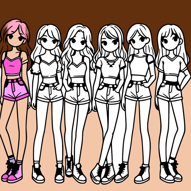 a group of girls wearing crop tops and shorts