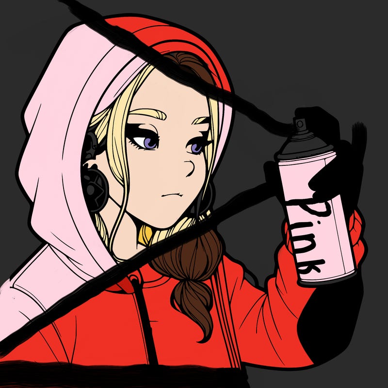 a realistic girl, spray painting