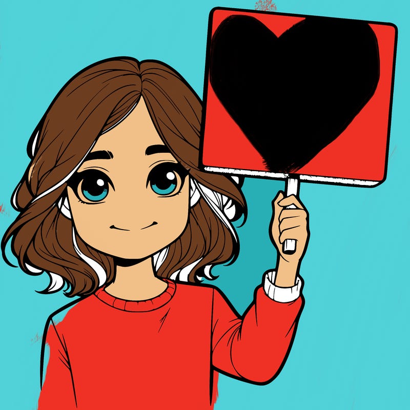 realistic girl holding up a sign