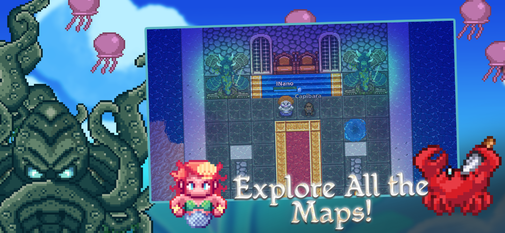 Kakele Online - MMORPG - Kakele Online 2DピクセルアートMMORPGのスクリーンショット、プレイヤーキャラクターがカピバラのペットと一緒にレトロなゲームの世界を探索している様子を表示