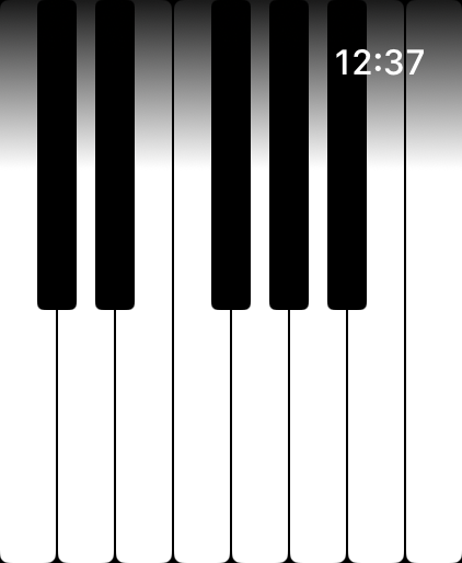 Grand Piano for Watch - A virtual piano keyboard displayed on an Apple Watch screen