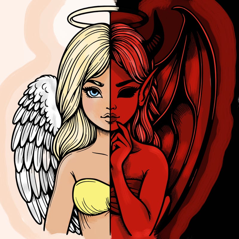 realistic angel half demon